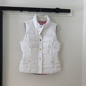 Lilly Pulitzer White Puffer Vest with Gold Accents